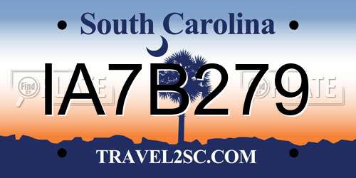 IA7B279 South Carolina License Plate