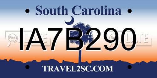 IA7B290 South Carolina License Plate