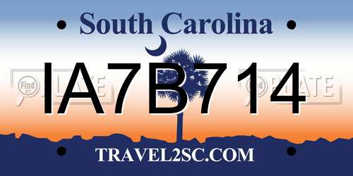 IA7B714 South Carolina License Plate