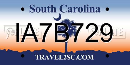 IA7B729 South Carolina License Plate