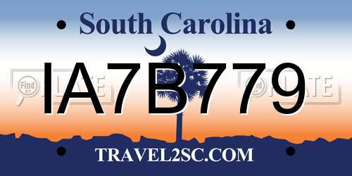 IA7B779 South Carolina License Plate