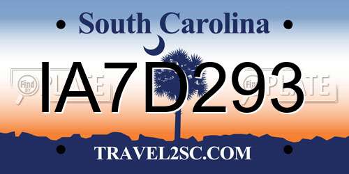 IA7D293 South Carolina License Plate