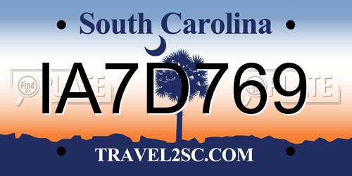 IA7D769 South Carolina License Plate