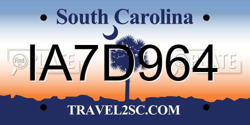 IA7D964 South Carolina License Plate