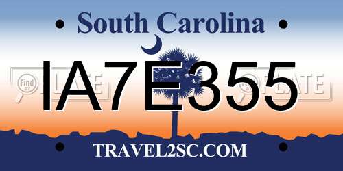 IA7E355 South Carolina License Plate