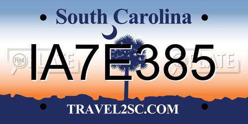 IA7E385 South Carolina License Plate