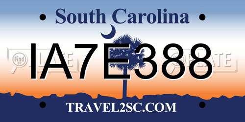 IA7E388 South Carolina License Plate