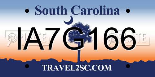IA7G166 South Carolina License Plate