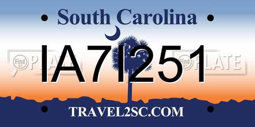 IA7I251 South Carolina License Plate