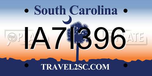 IA7I396 South Carolina License Plate