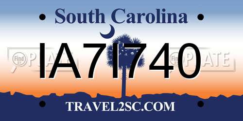 IA7I740 South Carolina License Plate