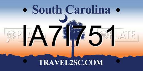 IA7I751 South Carolina License Plate