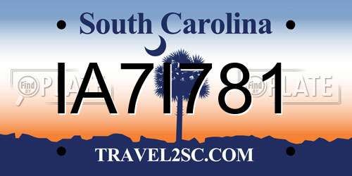 IA7I781 South Carolina License Plate