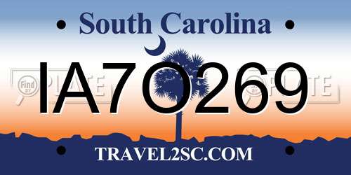 IA7O269 South Carolina License Plate