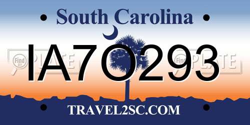 IA7O293 South Carolina License Plate