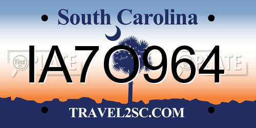 IA7O964 South Carolina License Plate