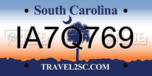 IA7Q769 South Carolina License Plate