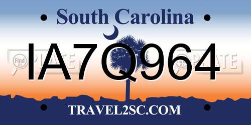 IA7Q964 South Carolina License Plate
