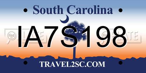 IA7S198 South Carolina License Plate