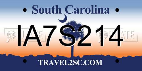 IA7S214 South Carolina License Plate