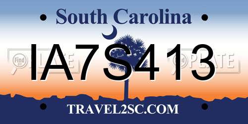 IA7S413 South Carolina License Plate
