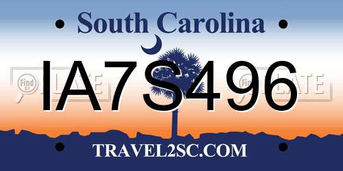 IA7S496 South Carolina License Plate