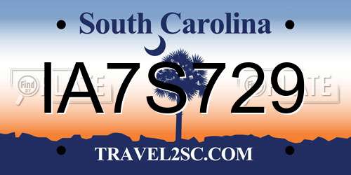 IA7S729 South Carolina License Plate