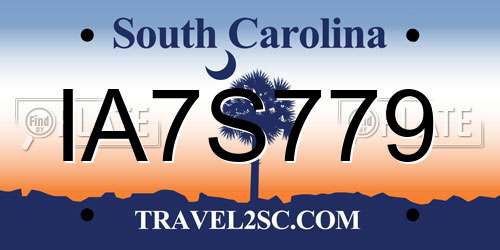 IA7S779 South Carolina License Plate