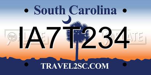 IA7T234 South Carolina License Plate