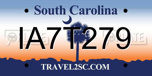 IA7T279 South Carolina License Plate