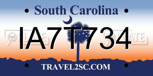 IA7T734 South Carolina License Plate