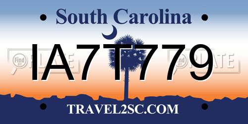 IA7T779 South Carolina License Plate