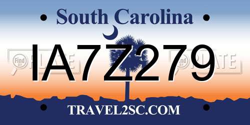 IA7Z279 South Carolina License Plate