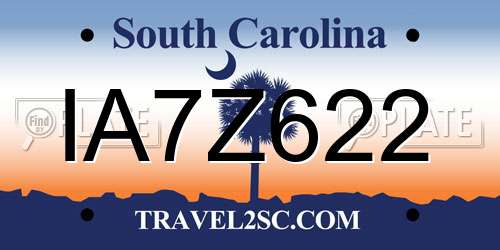 IA7Z622 South Carolina License Plate