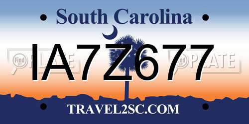 IA7Z677 South Carolina License Plate