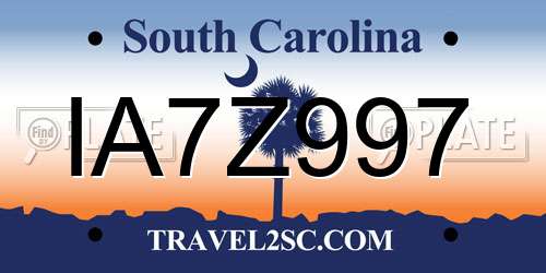 IA7Z997 South Carolina License Plate
