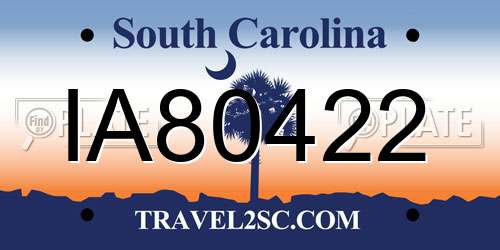 IA80422 South Carolina License Plate