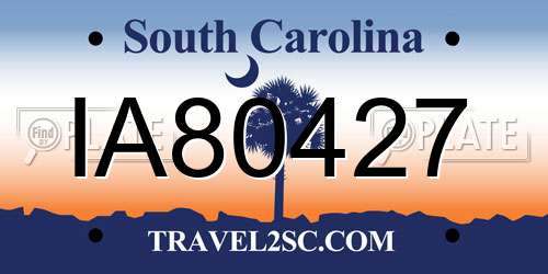 IA80427 South Carolina License Plate