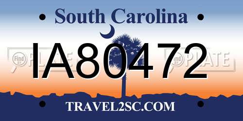 IA80472 South Carolina License Plate