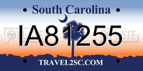 IA81255 South Carolina License Plate
