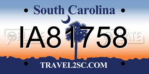 IA81758 South Carolina License Plate