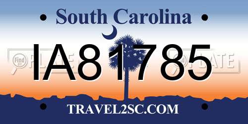 IA81785 South Carolina License Plate