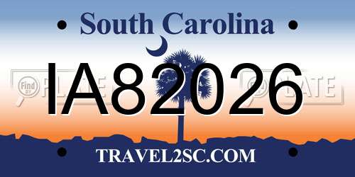 IA82026 South Carolina License Plate