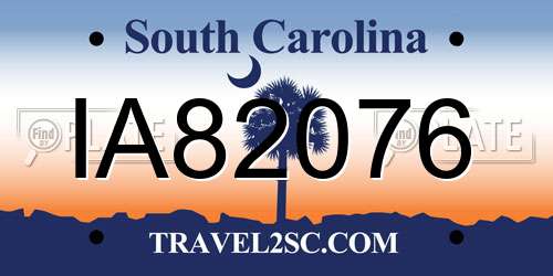 IA82076 South Carolina License Plate