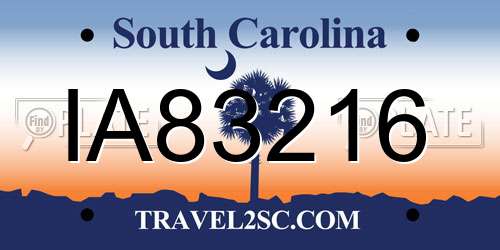 IA83216 South Carolina License Plate