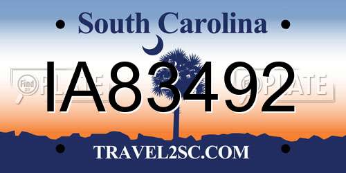 IA83492 South Carolina License Plate