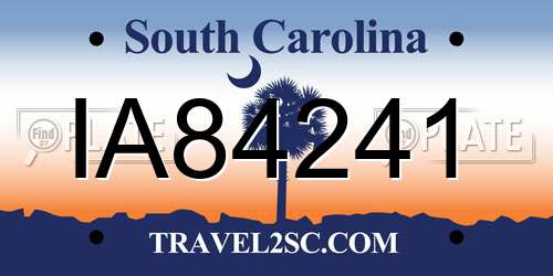 IA84241 South Carolina License Plate