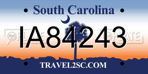IA84243 South Carolina License Plate