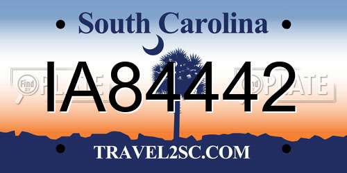 IA84442 South Carolina License Plate