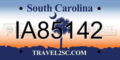 IA85142 South Carolina License Plate
